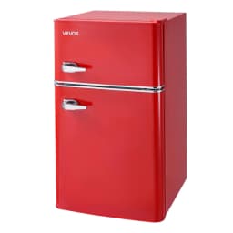 image-VEVOR Mini Fridge with Freezer, 3.2 Cu.Ft, Two Door Compact Refrigerator with Adjustable Temperature, Glass Shelf, Energy Efficient Dorm Fridge, Low Noise Small Refrigerator, for Bedroom, Office, Red