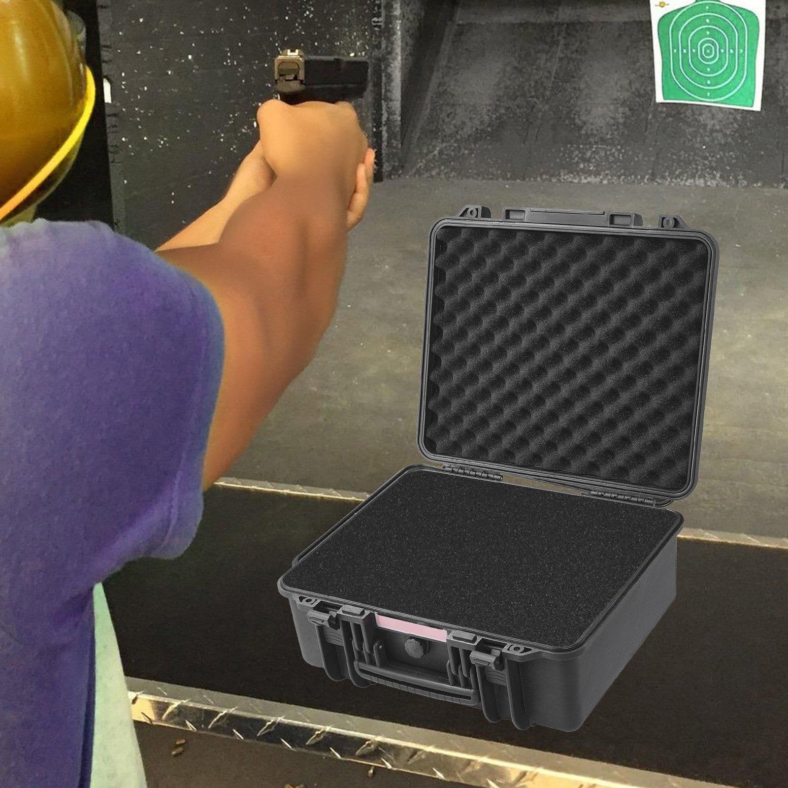 image-VEVOR Hard Pistol Cases with Pre-cut PU Foam Lockable Pistol Case for 6 Pistol