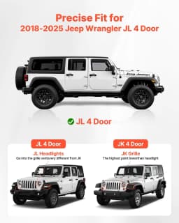 image-VEVOR Running Boards, 6 Inches Side Steps Compatible with 2018-2025 Jeep Wrangler JL 4 Door, Black Carbon Steel Nerf Bars, 550 lbs Load Capacity, Wide Non-Slip Hollow Surface with Rustproof Coating