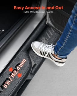 image-VEVOR Running Boards, 6 Inches Side Steps Compatible with 2018-2025 Jeep Wrangler JL 4 Door, Black Carbon Steel Nerf Bars, 550 lbs Load Capacity, Wide Non-Slip Hollow Surface with Rustproof Coating
