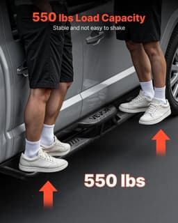 image-VEVOR Running Boards, 6 Inches Side Steps Compatible with 2018-2025 Jeep Wrangler JL 4 Door, Black Carbon Steel Nerf Bars, 550 lbs Load Capacity, Wide Non-Slip Hollow Surface with Rustproof Coating