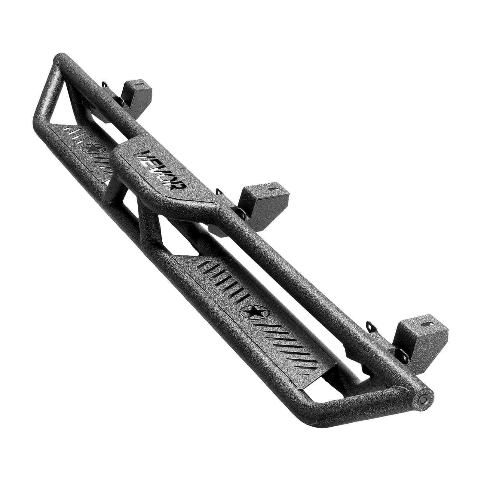 image-VEVOR Running Boards, 6 Inches Side Steps Compatible with 2018-2025 Jeep Wrangler JL 4 Door, Black Carbon Steel Nerf Bars, 550 lbs Load Capacity, Wide Non-Slip Hollow Surface with Rustproof Coating