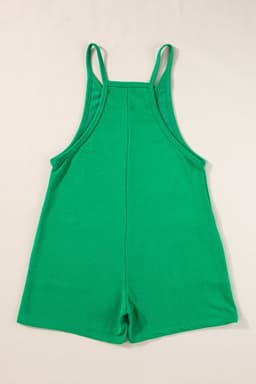 image-Pink Sleeveless V Neck Jersey Romper with Pockets