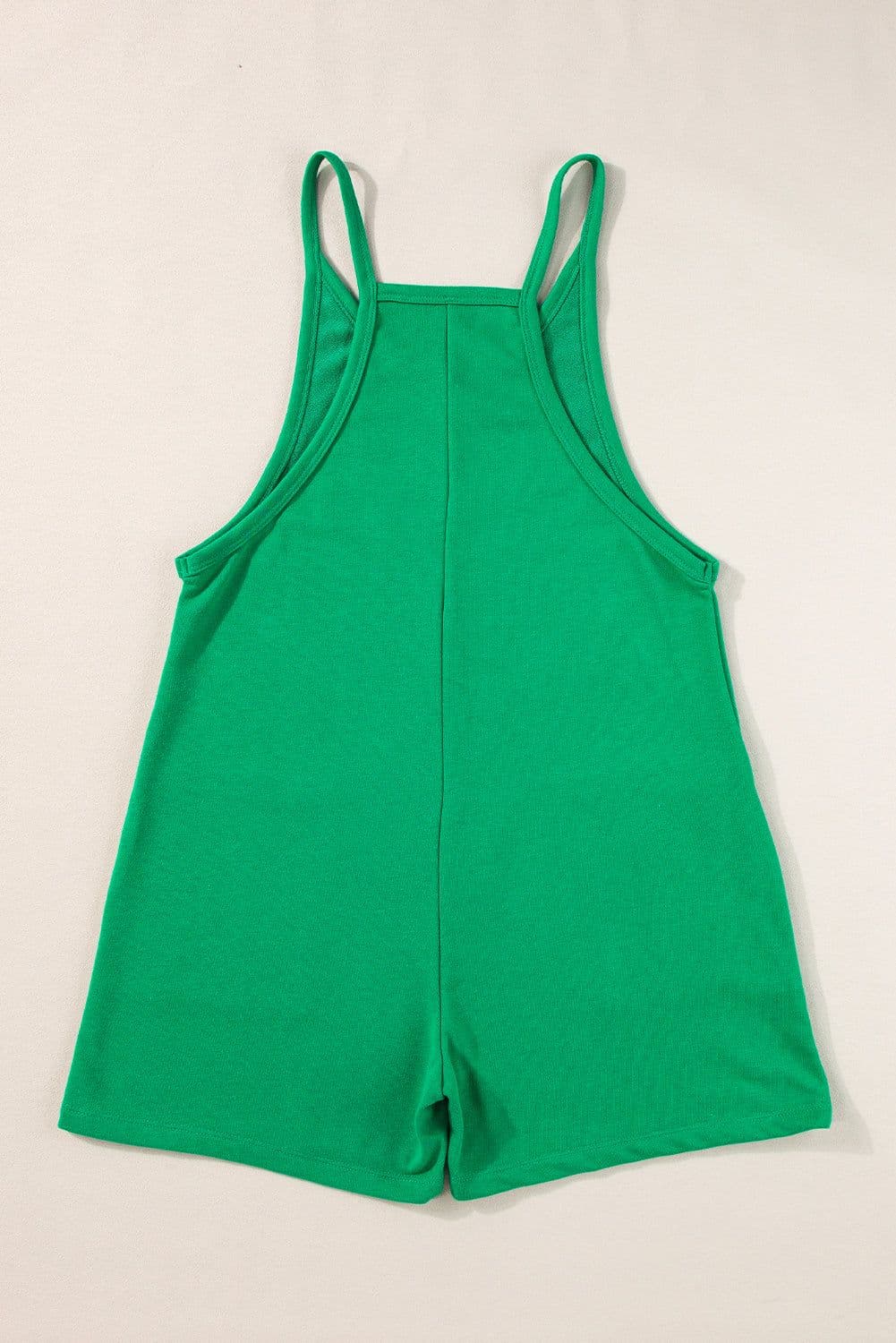 image-Pink Sleeveless V Neck Jersey Romper with Pockets