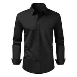 image-VEVOR Men's Button Up Shirt, Mens Long Sleeve Wrinkle-free Button Down Dress Shirts, Slim Fit Soft Stretch Fabric for Business Casual or Formal, Work, Wedding, Dinner, Black