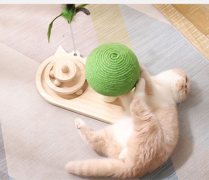 image-Pet Cat Tree Toys Cat Scratch Post Pet Furniture Scratching Post Cats Claw Scratcher Double Sisal Balls Cat Accessories