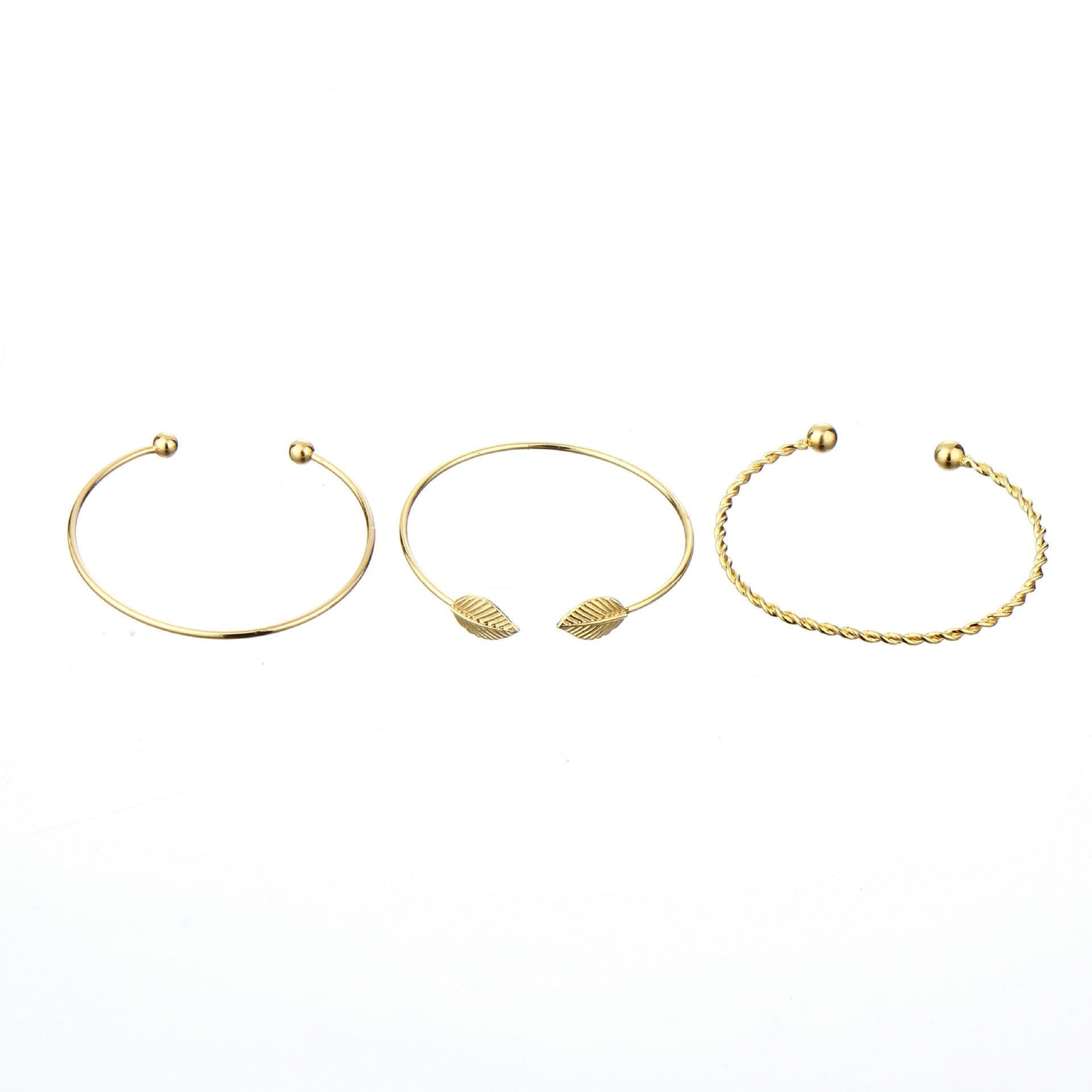 image-Trio of Bracelets leaf ball alloy bracelet / bracelet three-piece suit set men and women