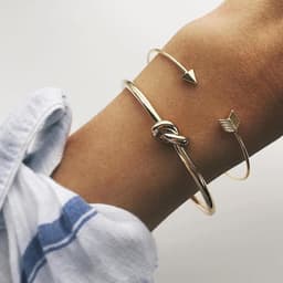 image-2018 Japanese and Korean fashion new women's arrow knotted open bracelet set big street shooting Europe and the United States wholesale