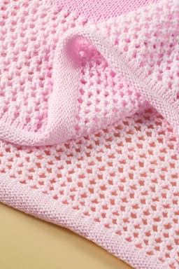 image-Light Pink Hollowed Knit Drop Shoulder Sweater - Chic & Feminine