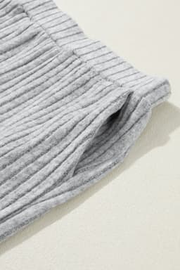 image-Ribbed Knit V Neck Slouchy Two-Piece Outfit - Khaki Modern Chic