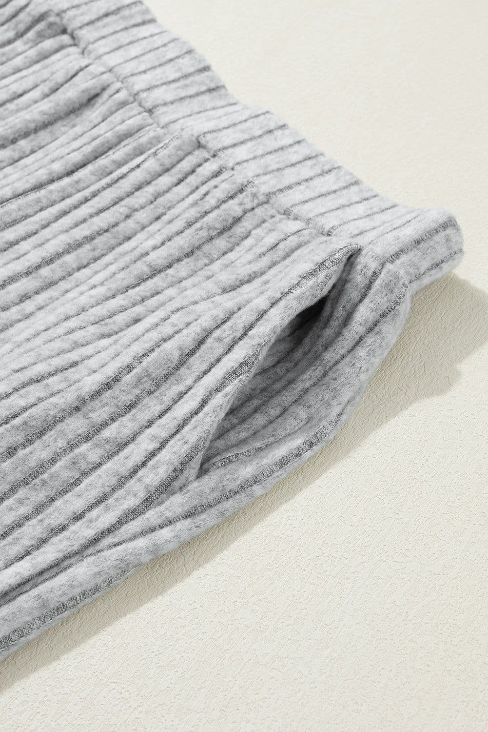 image-Ribbed Knit V Neck Slouchy Two-Piece Outfit - Khaki Modern Chic