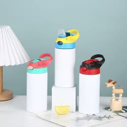 image-Vacuum Cup Sublimation Children Portable Cup With Suction Tubes Large Capacity Student Water Cup