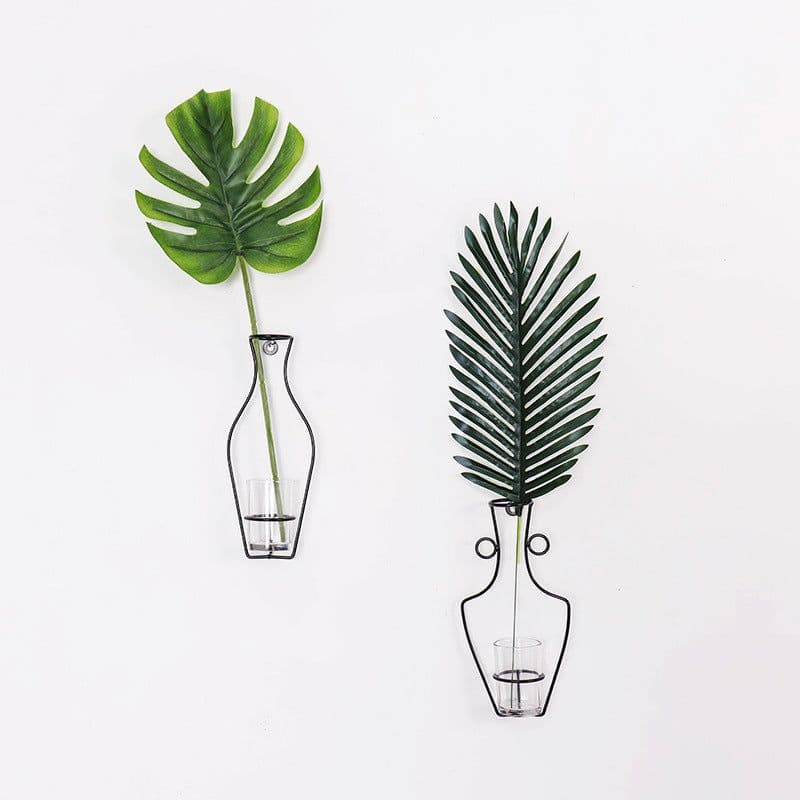 image-Nordic creative wall wrought iron wall hanging glass vase hydroponic wall decoration ornaments home living room dining room wall decoration