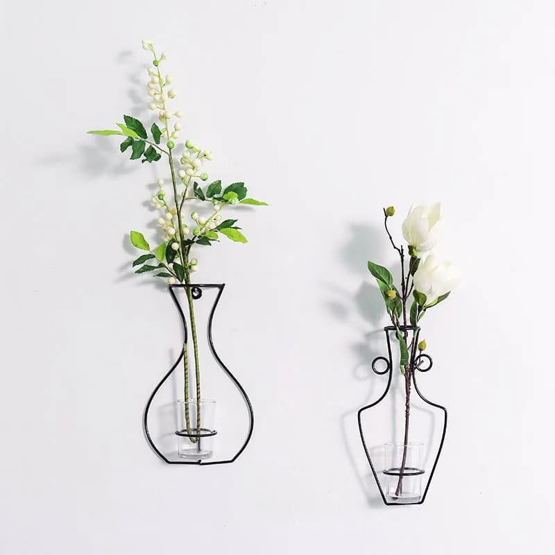 image-Nordic creative wall wrought iron wall hanging glass vase hydroponic wall decoration ornaments home living room dining room wall decoration