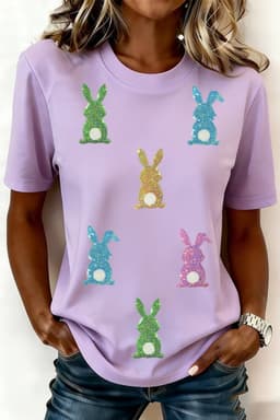 image-Wisteria Sequin Easter Bunny Patched Tee