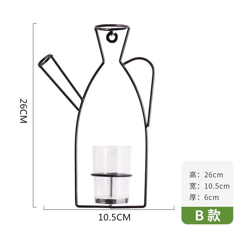 image-Nordic creative wall wrought iron wall hanging glass vase hydroponic wall decoration ornaments home living room dining room wall decoration