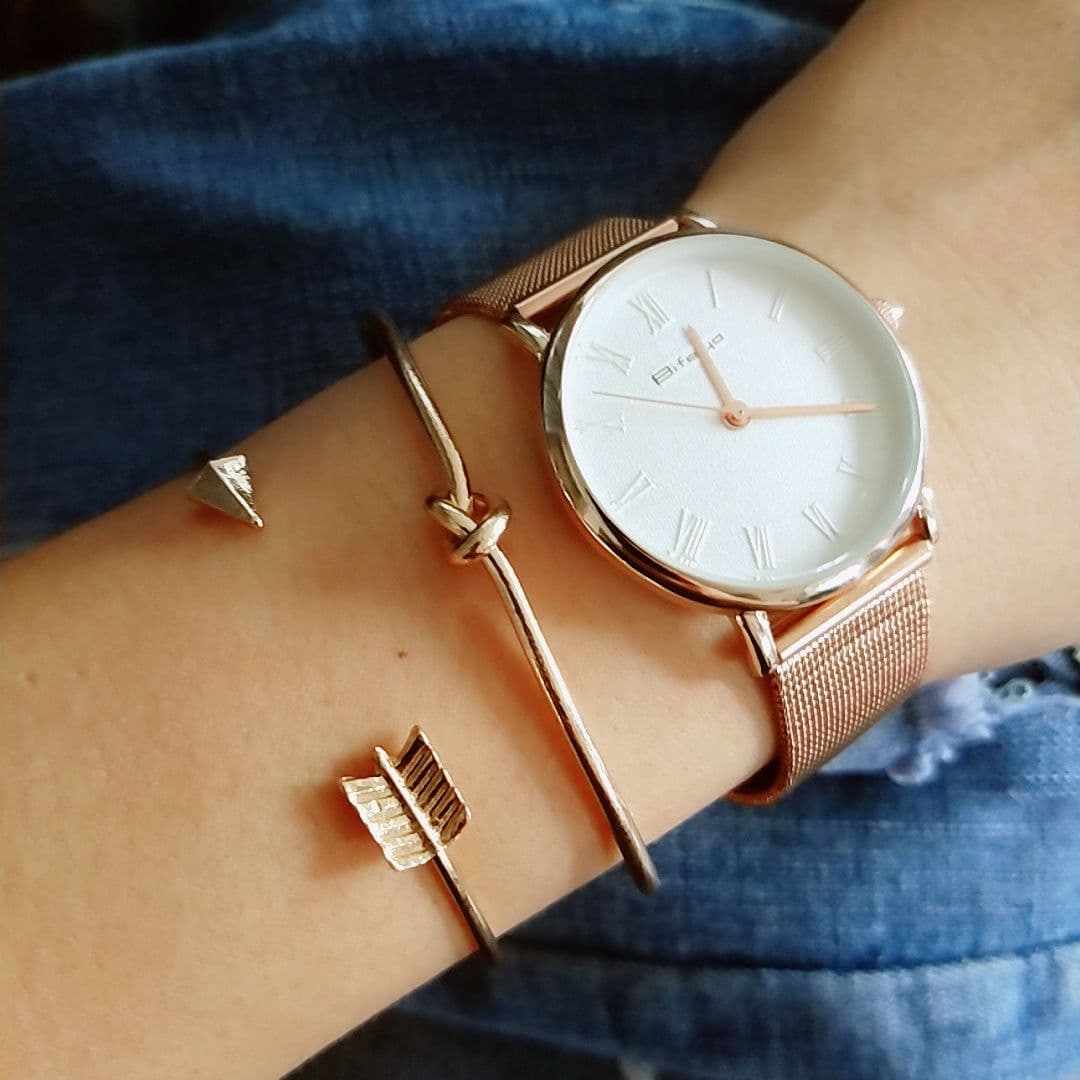 image-2018 Japanese and Korean fashion new women's arrow knotted open bracelet set big street shooting Europe and the United States wholesale
