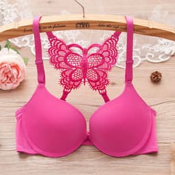 image-Women Fashion Underwear Lace Bralette Bras Adjustable Push up Lingerie Butterfly Back Seamless Racerback Bra Girls