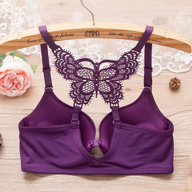 image-Women Fashion Underwear Lace Bralette Bras Adjustable Push up Lingerie Butterfly Back Seamless Racerback Bra Girls