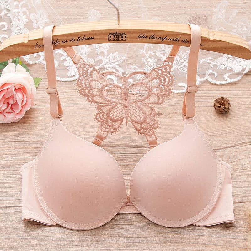 image-Women Fashion Underwear Lace Bralette Bras Adjustable Push up Lingerie Butterfly Back Seamless Racerback Bra Girls