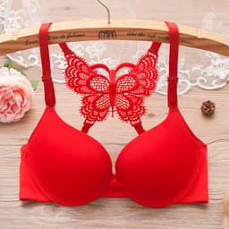 image-Women Fashion Underwear Lace Bralette Bras Adjustable Push up Lingerie Butterfly Back Seamless Racerback Bra Girls
