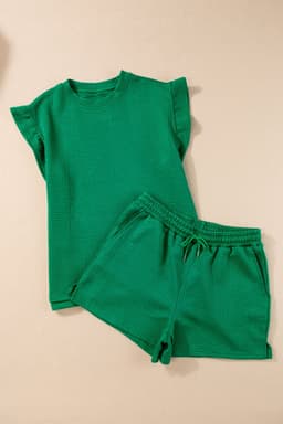 image-Skobeloff Textured Ruffle Split Top & Shorts Set
