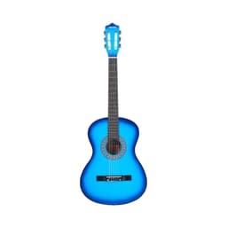 image-VEVOR Classical Guitar, 38 Inch, Wood Classical Guitar Starter Kit for Beginners, with Nylon Strings, Gig Bag, Strap, Tuner, Extra Strings, Picks, Capo, Basswood, for Teenagers Adults Students, Blue