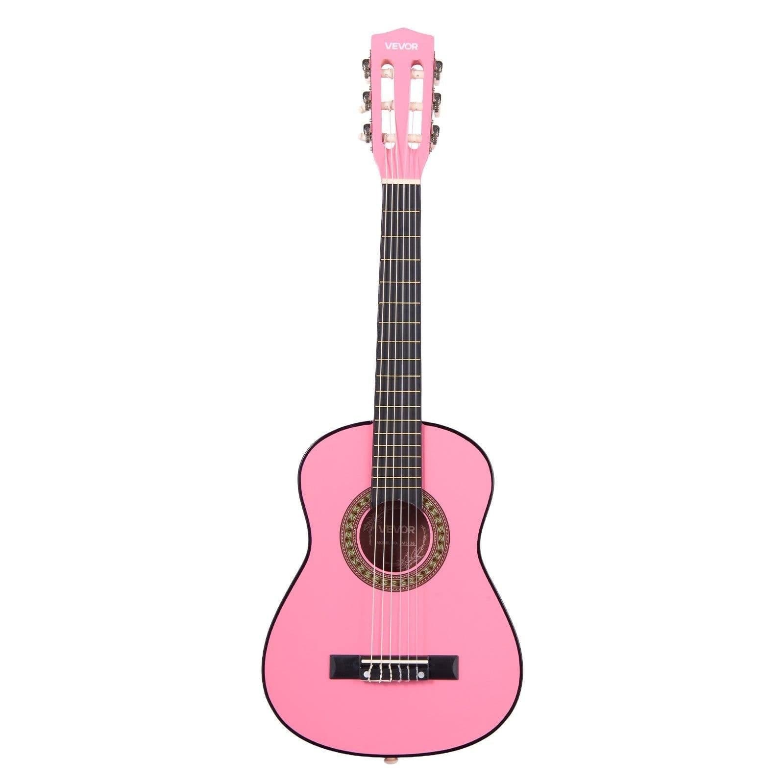 image-VEVOR Classical Guitar, 30 Inch, Wood Classical Guitar Starter Kit for Beginners, with Nylon Strings, Gig Bag, Strap, Tuner, Extra Strings, Picks, Capo, Basswood, for Kids Girls Boys Students, Pink