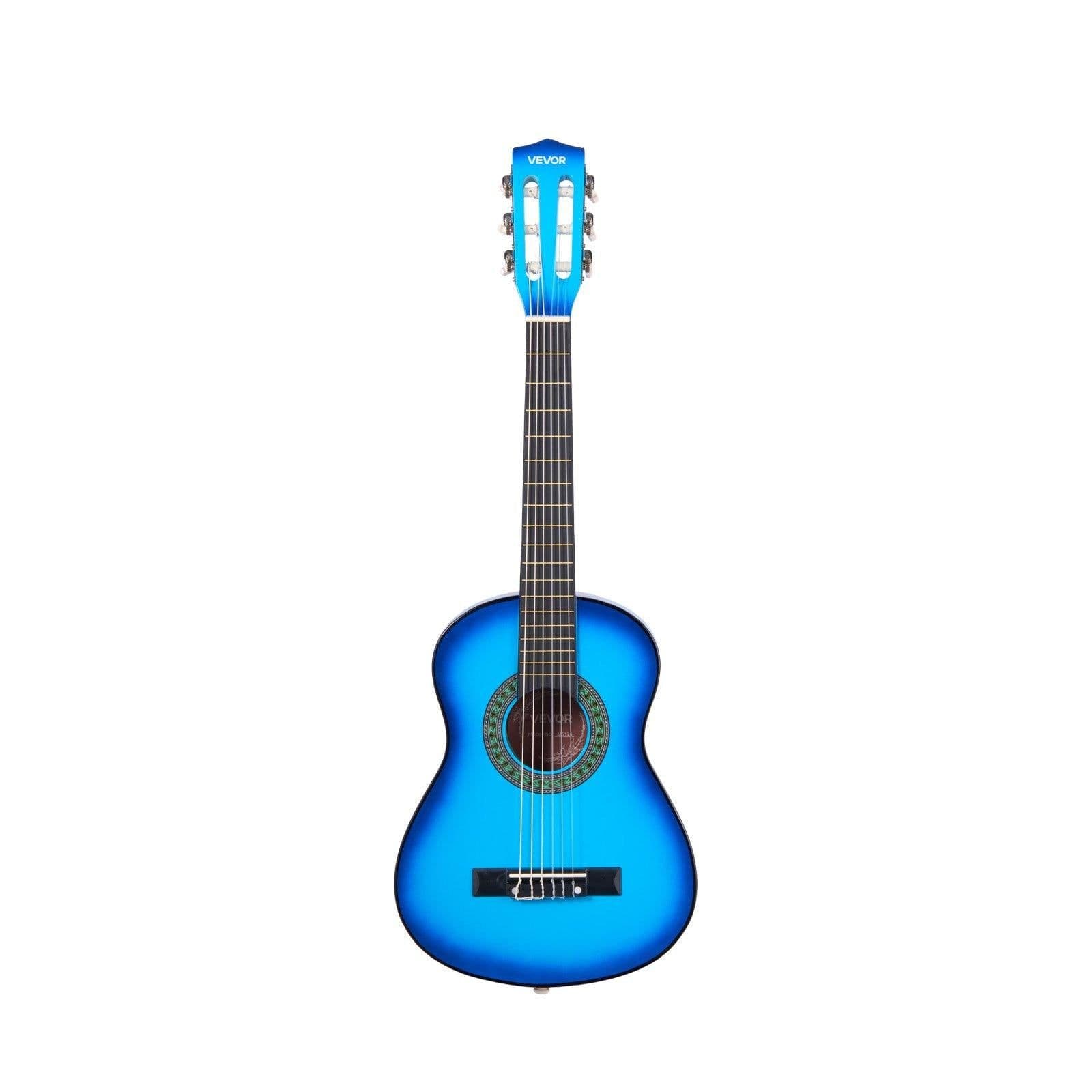 image-VEVOR Classical Guitar, 30 Inch, Wood Classical Guitar Starter Kit for Beginners, with Nylon Strings, Gig Bag, Strap, Tuner, Extra Strings, Picks, Capo, Basswood, for Kids Girls Boys Students, Blue