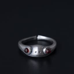 image-Creative cross-border jewelry s925 silver carnelian ring female personality retro frog prince ring opening adjustable