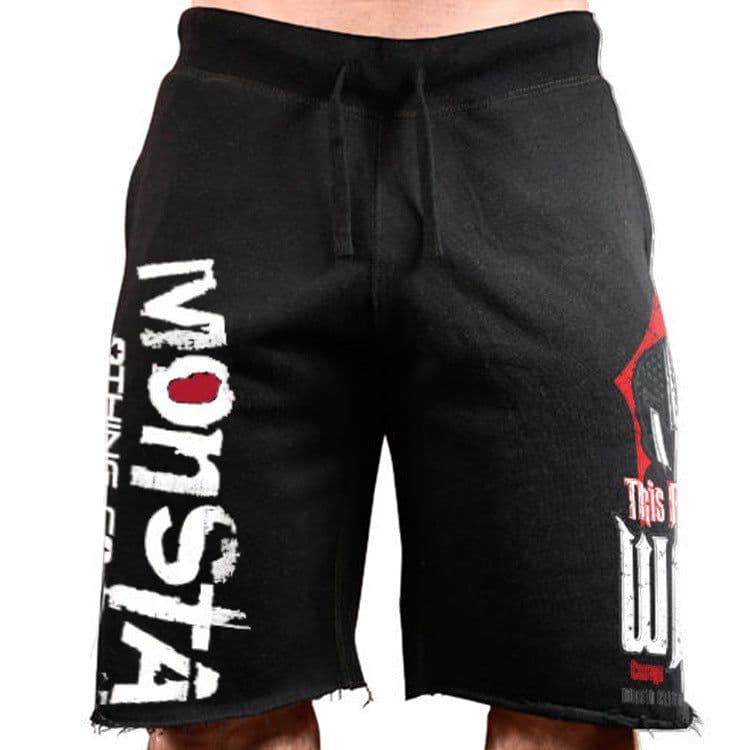 image-Muscle fitness brothers men's sports running leisure personality big printing cotton stretch shorts one drop