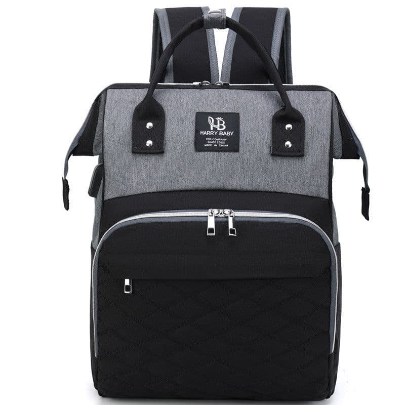 image-Large Capacity Multifunctional Usb Rechargeable Oxford Cloth Lightweight Baby Diaper Bag