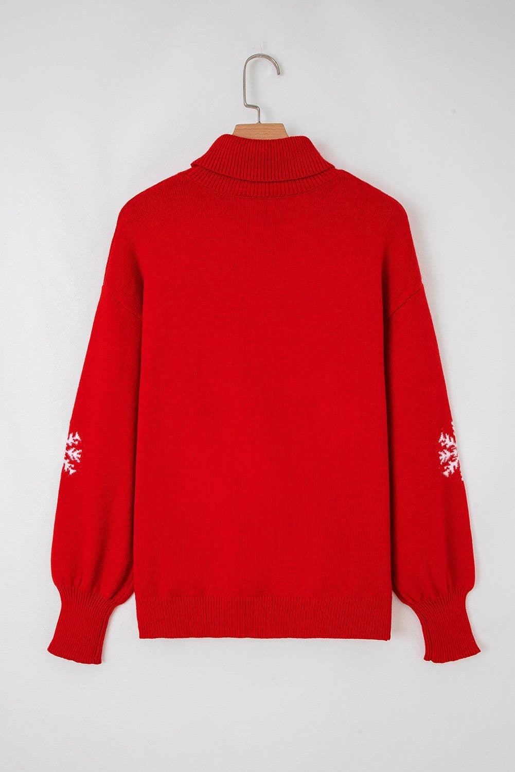 image-Red Snowflake Christmas Turtleneck Sweater