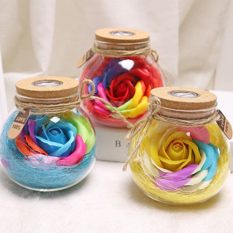 image-Eternal Flower Soap Rose Night Light With Colorful LED Remote Control