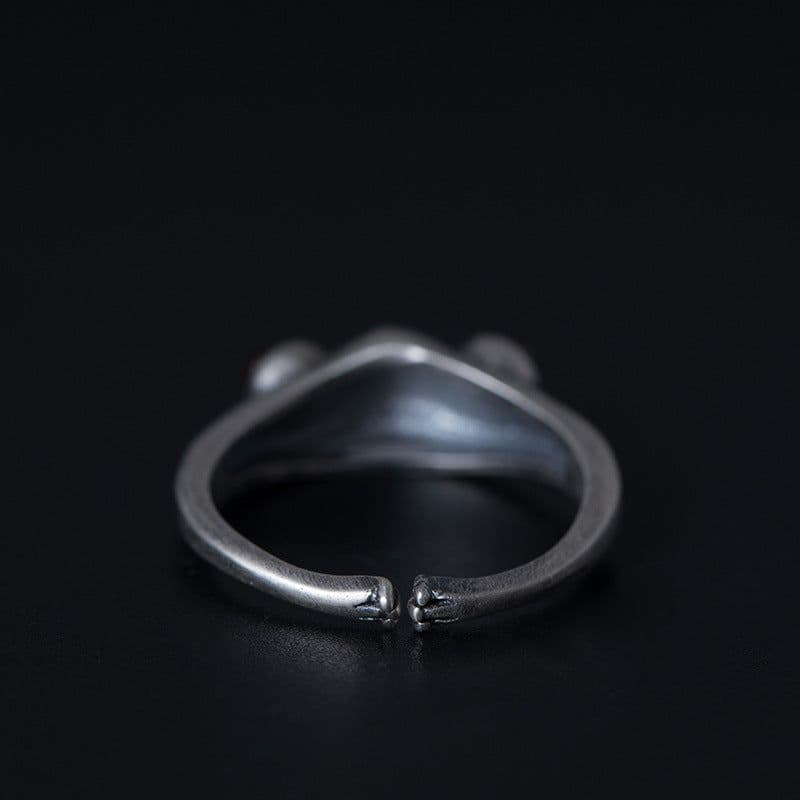 image-Creative cross-border jewelry s925 silver carnelian ring female personality retro frog prince ring opening adjustable