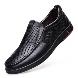 image-2022 Summer Business Leather Shoes Soft Leather Dad Shoes Men's Hollow Hole Shoes Middle-aged and Elderly Leather Sandals Casual Shoes Men's Shoes