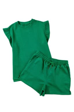 image-Skobeloff Textured Ruffle Split Top & Shorts Set