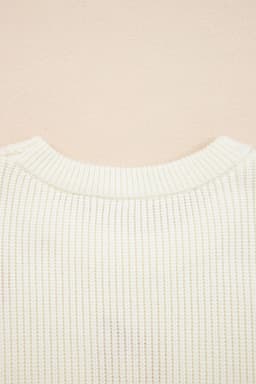 image-Pumpkin Embroidered Ribbed Sweater - Beige