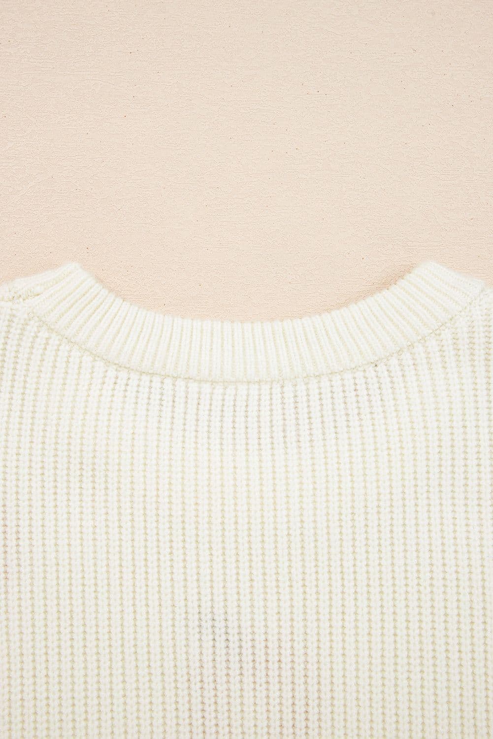 image-Pumpkin Embroidered Ribbed Sweater - Beige