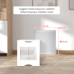 image-HOMCOM Modern Radiator Cover Heater Cabinet Slatted Worktop Painted MDF White