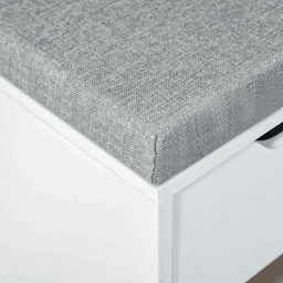 image-HOMCOM Shoe Storage Cabinet Bench w/ Cushion Adjustable Shelves White and Grey