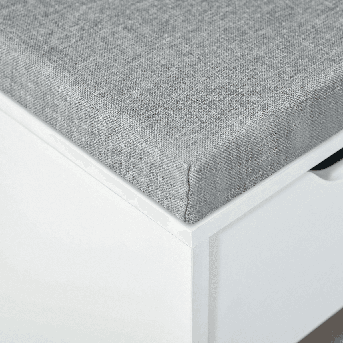 image-HOMCOM Shoe Storage Cabinet Bench w/ Cushion Adjustable Shelves White and Grey