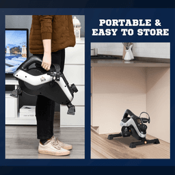 image-HOMCOM Mini Exercise Bike - 8 Levels Magnetic Resistance Black