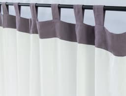 image-White and Natural Light linen curtains with tabs, two tones