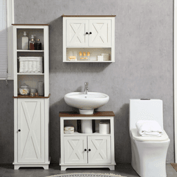 image-Bathroom Sink Cabinet, Freestanding Under Sink Cabinet, White
