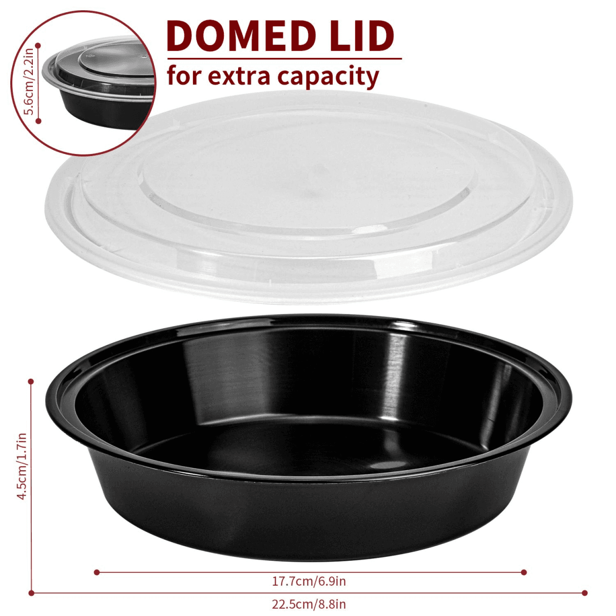 image-VINSANI 20pk ROUND 1 COMPARTMENT MEAL PREP CONTAINERS 1010493