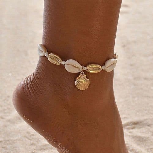 image-Bohemian Shell Anklet, Alloy, Adjustable Size 17-32CM