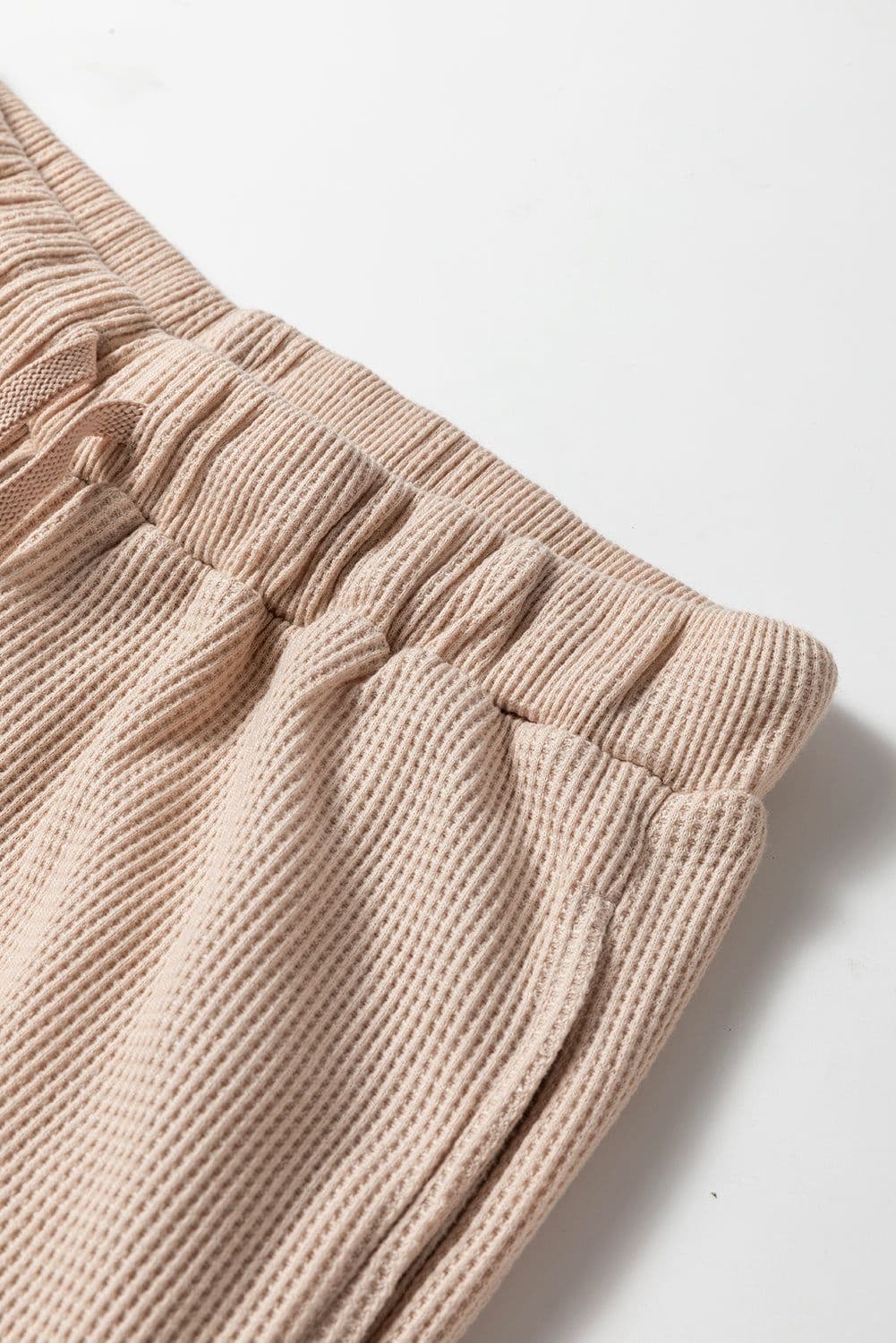 image-Parchment Textured Long Sleeve T-Shirt and Pants Lounge Set