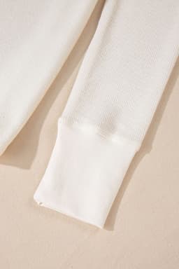 image-White Waffle Half Button Long Sleeve Top (65 characters)