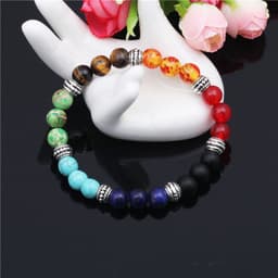 image-Natural Stone Colorful Chakra Energy Yoga Bracelet